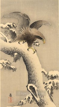 Ohara Koson Painting - eagle under snow Ohara Koson Shin hanga